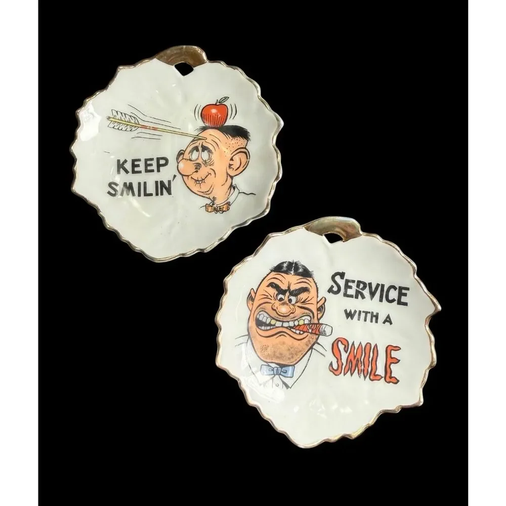 California Creations By Bradley Vintage Porcelain Trinket Dish Ashtray Set of 2